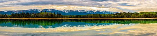 Very wide panorama of Boya Lake, Canada