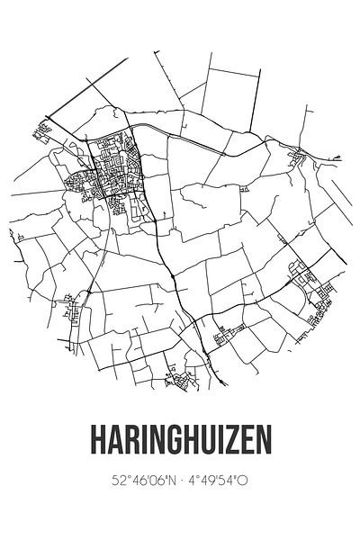 Haringhuizen (Noord-Holland) | Landkaart | Zwart-wit van Stad & Wand