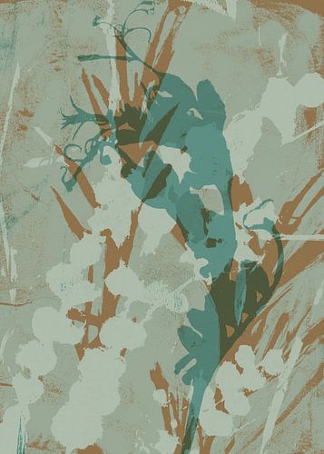 Botanisch goud en munt - moderne minimalistische kunst met retro tintje