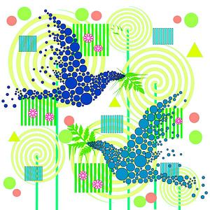 Blue Birds with leaves