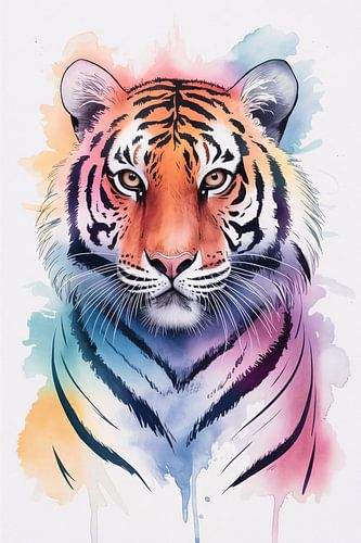 Kleurrijke aquarel tijger ontwerp