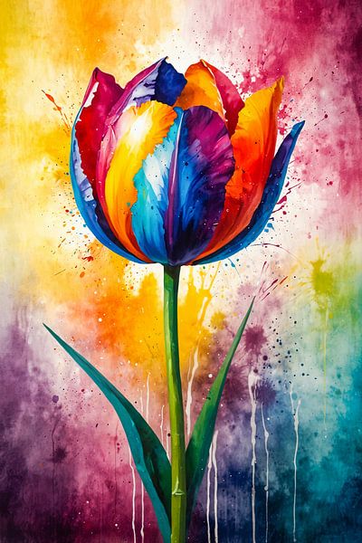 Abstrakte bunte Tulpe von Jan Bouma