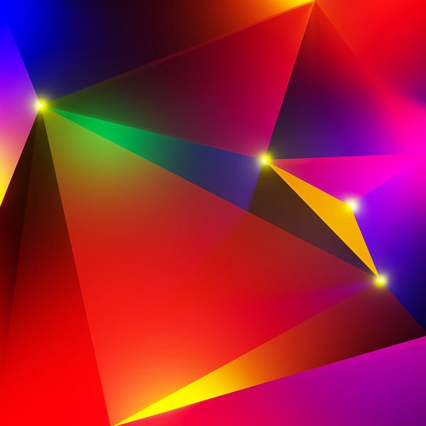Widder - Abstrakte Sternzeichen Serie - Digitale Malerei von Pat Bloom - Moderne 3D, abstracte kubistische en futurisme kunst
