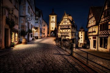 Rothenburg ob der Tauber in de avond van Voss Fine Art Fotografie