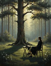 Dagboekschrijven onder de oude dennenboom van Regan Frederick