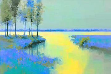 Flower Meadow | Blue Meadow Path by Art Whims