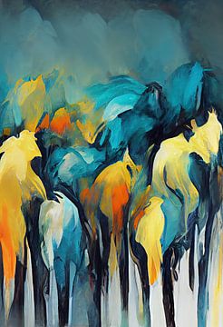 Abstracte kudde paarden van Bert Nijholt