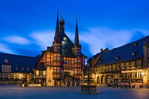 Das berühmte Rathaus in Wernigerode, Harz, Sachsen-Anhalt, Deutschland.