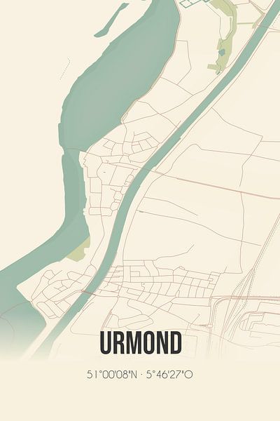 Vintage map of Urmond (Limburg) by Prints of Place