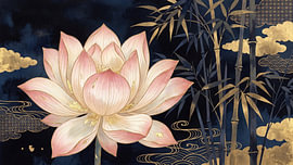 Japan Bambus Lotus Mondschein-Eleganz von Siti Zuliana