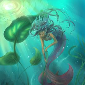 Mermaid in the underwater garden by Petra van Berkum