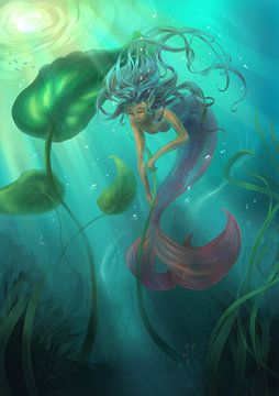 Meerjungfrau in ihrem Unterwassergarten von Petra van Berkum
