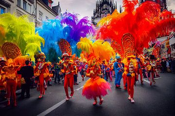 Carnavalsoptocht op een straat Illustratie van Animaflora PicsStock