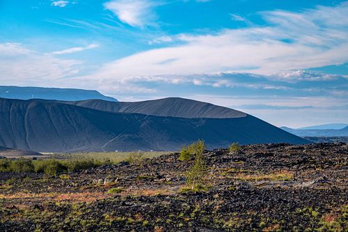 Large Hverfjall volcano crater is Tephra cone in Myvatn area at