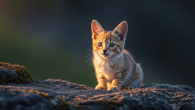 Orange Tabby Kitten on Rock by Markus Gann