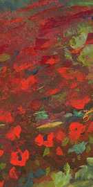Abstract panorama van een papaverveld in staand formaat van Karen Kaspar
