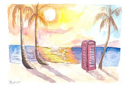 Rote königliche englische Telefonzelle in Antigua Dickenson Bay von Markus Bleichner