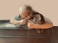 221. Tendre étreinte entre un enfant et un chat