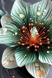 Detaillierte Blume in Grün und Orange von Art & Soul Creations