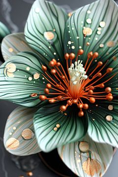 Gedetailleerde bloem in groen en oranje van Art & Soul Creations