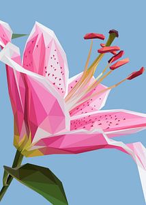 Lilium Orientalis Stargazer in Lowpoly Abstract van Yoga Art 15