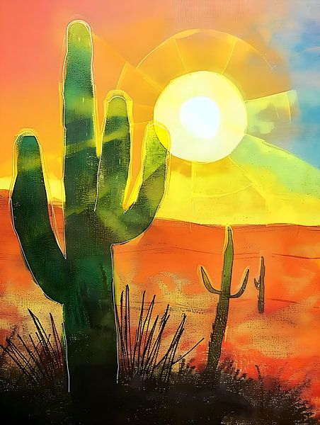 Cactus in Mexicaans landschap van PixelPrestige