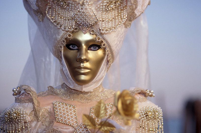 almon-colored masks Carnival in Venice Italy by Klaus Wolf