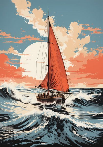 Sailboat Sea Ocean Nautical Maritime Sailing Poster by Niklas Maximilian