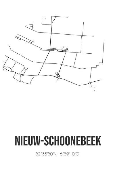 Nieuw-Schoonebeek (Drenthe) | Map | Black and White by Prints of Place