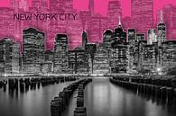 MANHATTAN skyline | Graphic Art | roze van Melanie Viola thumbnail
