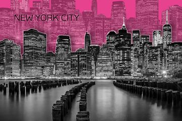MANHATTAN Skyline | Graphic Art | pink by Melanie Viola
