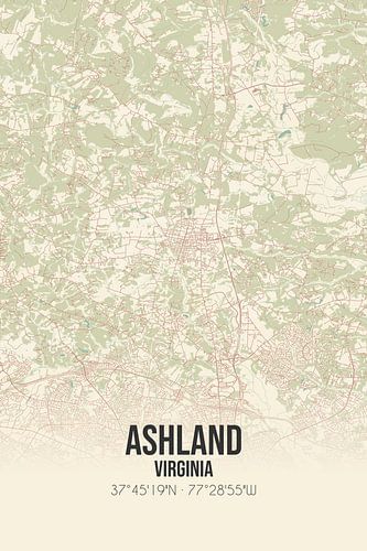 Alte Karte von Ashland (Virginia), USA.