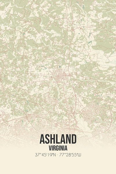 Vintage map of Ashland (Virginia), USA. by Prints of Place