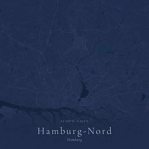 Vintage landkaart van Hamburg-Nord, Germany