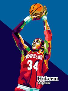 Hakeem Olajuwon ist eine Basketball-Legende in der Pop-Art von miru arts