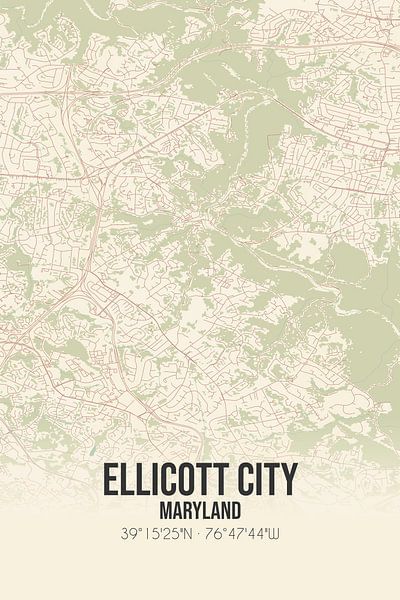 Carte ancienne d'Ellicott City (Maryland), Etats-Unis. par Affiches de lieux