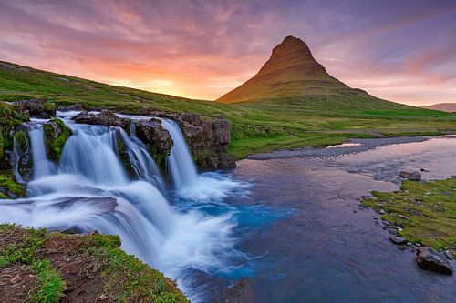 Sunset at Kirkjufellsfoss Iceland by Menno Schaefer