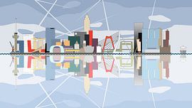 De Rotterdamse Skyline, weerspiegeld in de Maas van Frans Blok - foto's, kunst en andere wanddecoratie