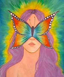 Colourful painting with butterfly