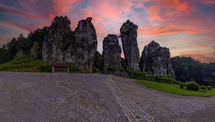 Externsteine Panorama at Sunset by Frank Herrmann