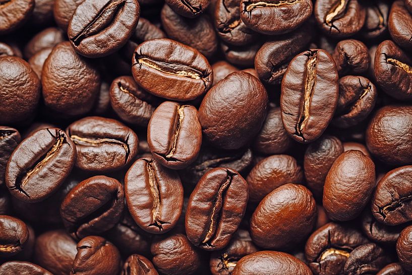Nahaufnahme von Kaffeebohnen von Schwarzer Kaffee