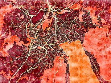 Kaart van Annecy in de stijl 'Amber Autumn' van Maporia