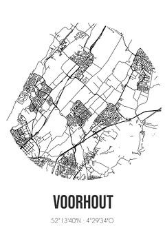 Voorhout (Zuid-Holland) | Landkaart | Zwart-wit van Rezona