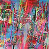 Kleurrijk abstract Pollock dripping van Ina Wuite