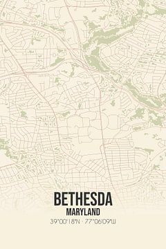 Carte ancienne de Bethesda (Maryland), États-Unis. sur Rezona