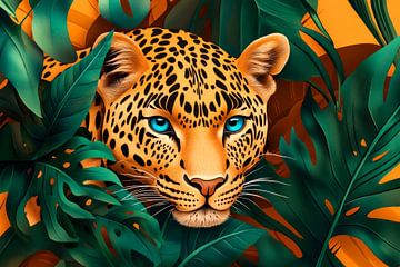 Luipaard in de tropische jungle van Poster Art Shop