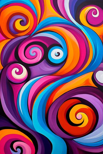 Gekleurde spiralen en golfkunst van Poster Art Shop