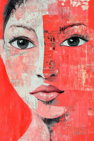 Kunstvolles Porträt in Rot von Poster Art Shop