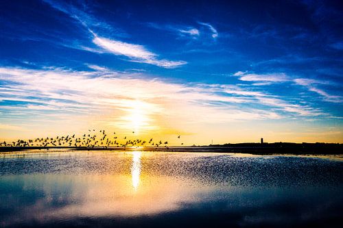 Terschelling at night with the Brandaris , sunset