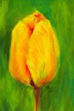 Yellow tulips triptych middle by Karen Kaspar